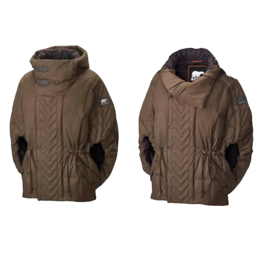 Sorel Aylwin Down Filled Cape Brown Puffer Quilted Jacket Vest Women’s XS/S